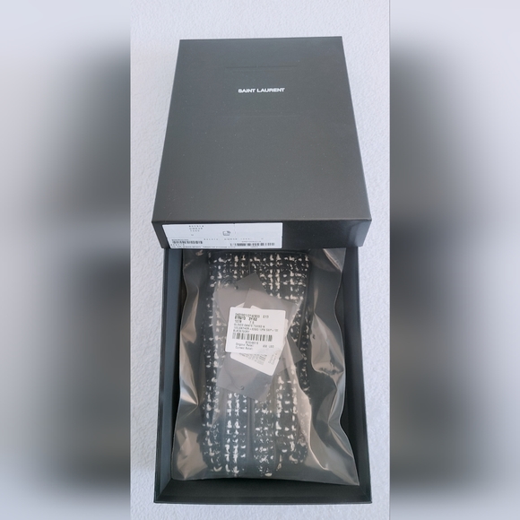 Authentic Saint Laurent YSL Checked Boucle Tweed Wool & Leather Gloves - Picture 16 of 16